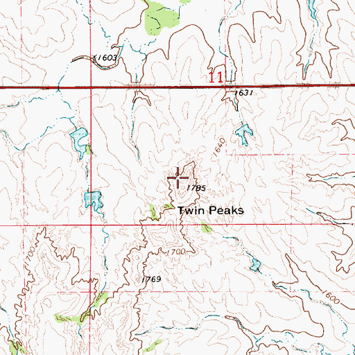 Topographic Map of Twin Peaks, KS