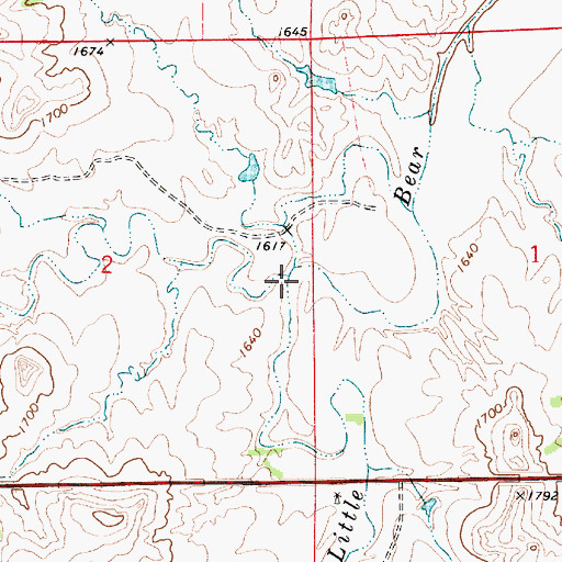 Topographic Map of Oak Creek, KS