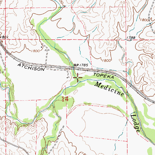 Topographic Map of Soldier Creek, KS