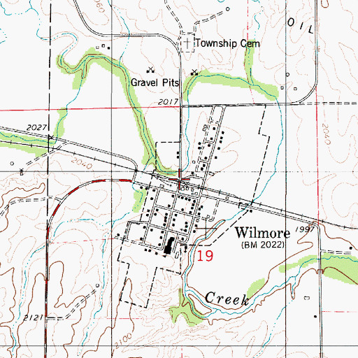 Topographic Map of Wilmore, KS
