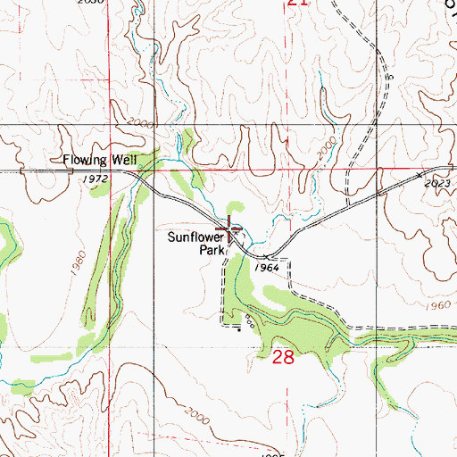 Topographic Map of Sunflower Park, KS