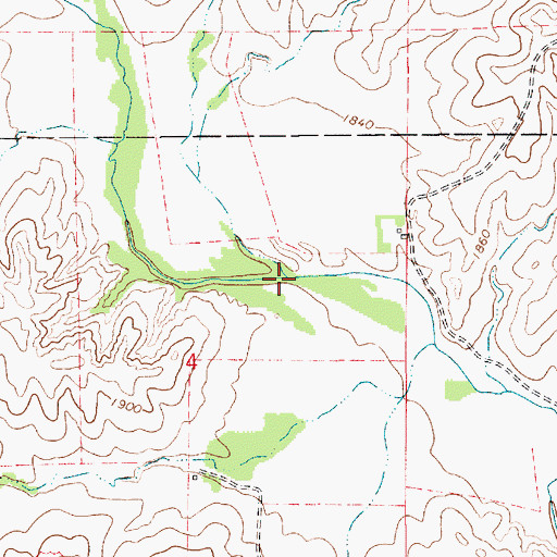 Topographic Map of Widow Creek, KS