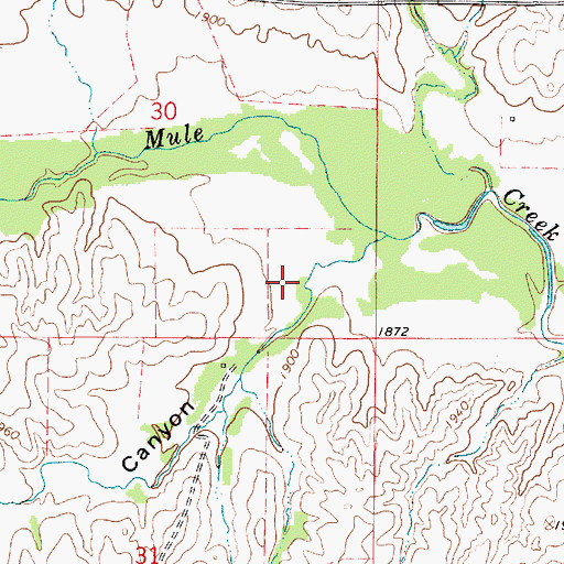 Topographic Map of Baker Canyon, KS