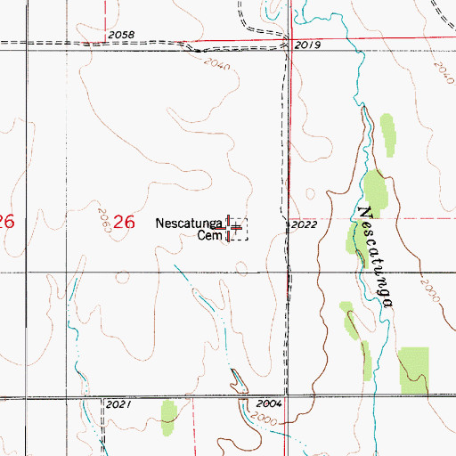 Topographic Map of Nescatunga Cemetery, KS