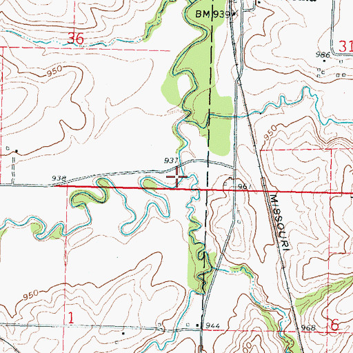 Topographic Map of Euchre Creek, KS