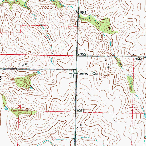 Topographic Map of Kenyon Cemetery, KS