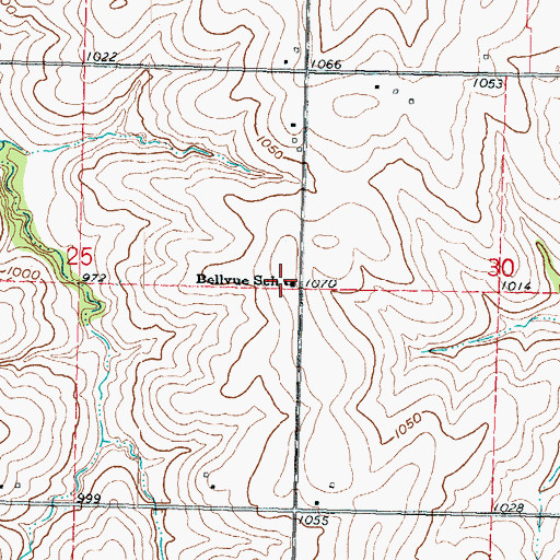 Topographic Map of Bellvue School, KS