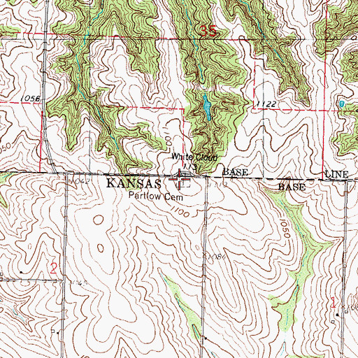 Topographic Map of Partlow Cemetery, KS