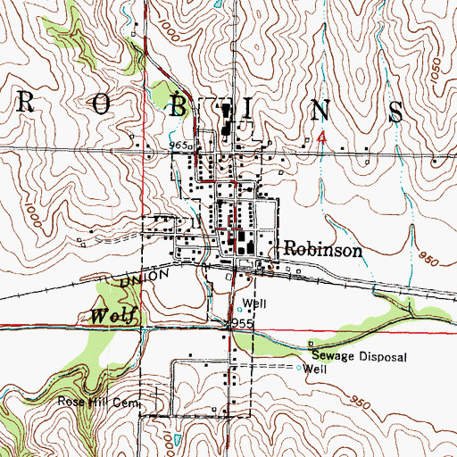 Topographic Map of Robinson, KS