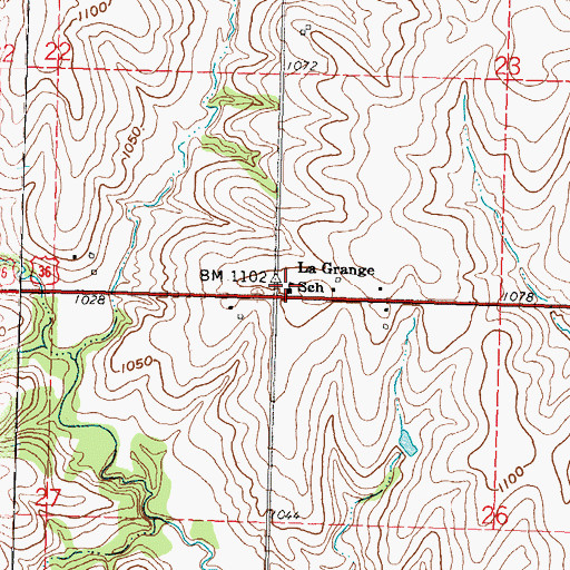 Topographic Map of La Grange School, KS
