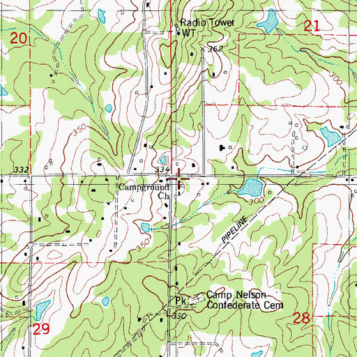 Topographic Map of Campground Church, AR
