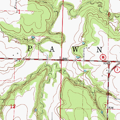 Topographic Map of Township of Pawnee, KS