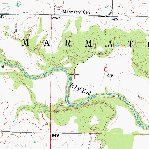 Topographic Map of Township of Marmaton, KS