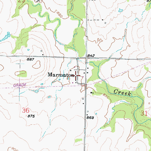 Topographic Map of Marmaton, KS