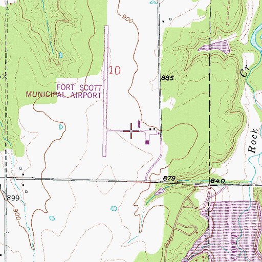 Topographic Map of Fort Scott Municipal Airport, KS