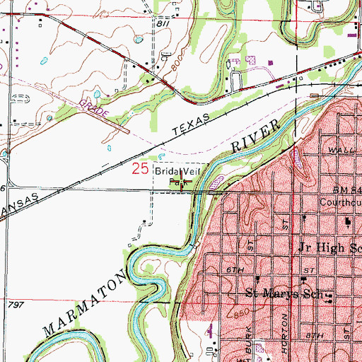 Topographic Map of Bridal Veil Park, KS