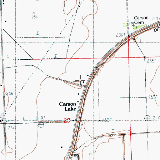 Topographic Map of Carson Church, AR