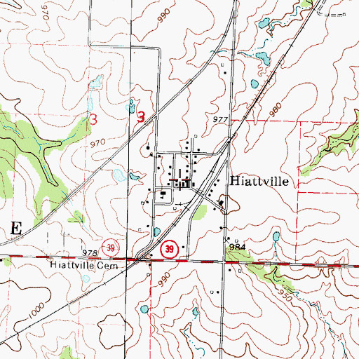 Topographic Map of Hiattville, KS