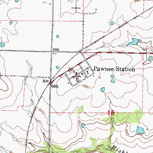 Topographic Map of Pawnee Station, KS