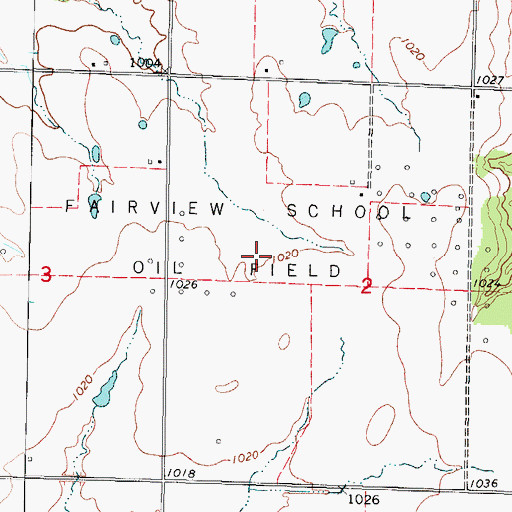 Topographic Map of Fairview School Oil Field, KS