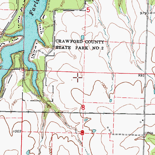 Topographic Map of Crawford State Park, KS