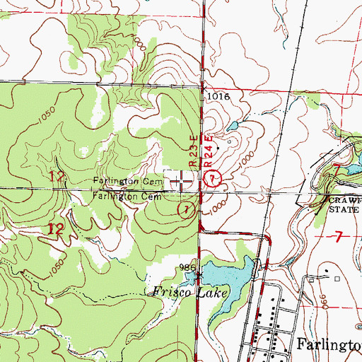 Topographic Map of Farlington Cemetery, KS