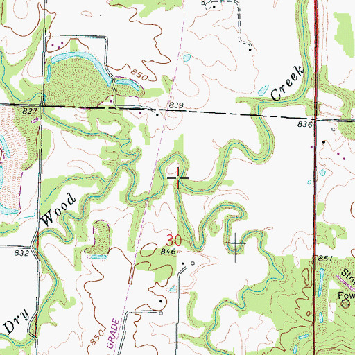 Topographic Map of Bone Creek, KS