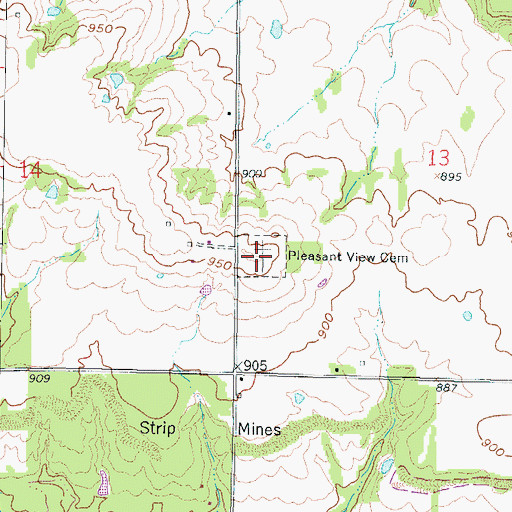 Topographic Map of Pleasant View Cemetery, KS