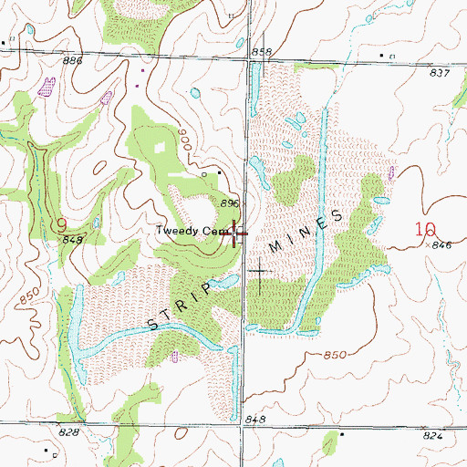 Topographic Map of Tweedy Cemetery, KS