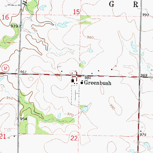 Topographic Map of Greenbush, KS