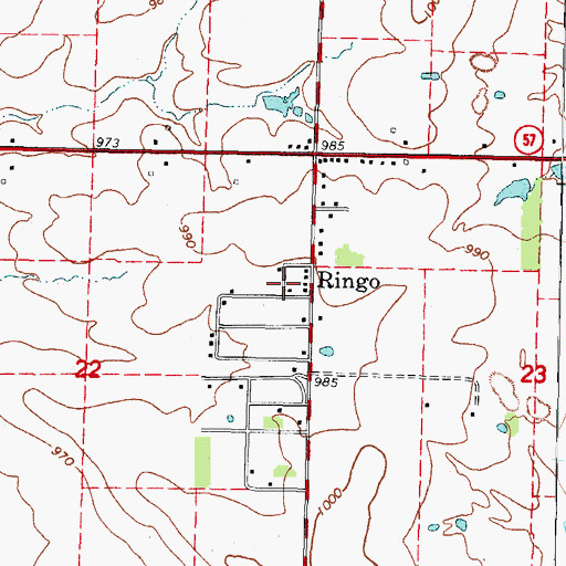 Topographic Map of Ringo, KS