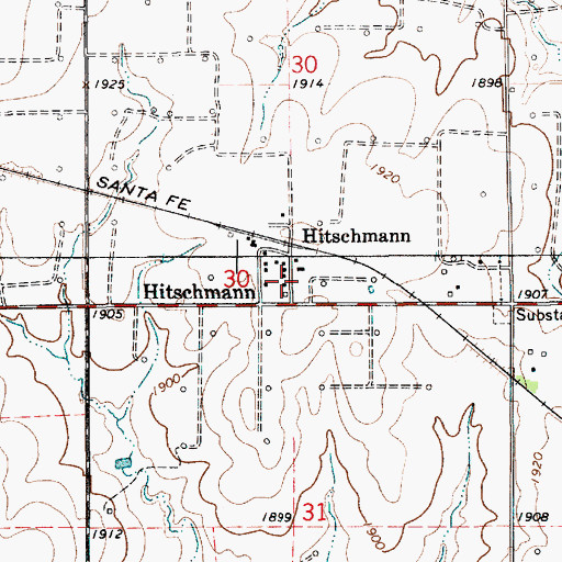 Topographic Map of Hitschmann, KS