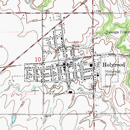 Topographic Map of Holyrood, KS