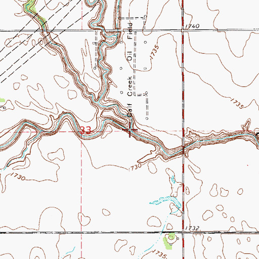 Topographic Map of Calf Creek, KS
