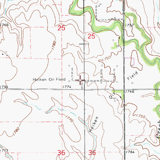 Topographic Map of Heiken Oil Field, KS