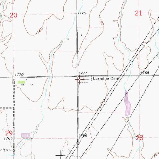 Topographic Map of Lorraine Cemetery, KS