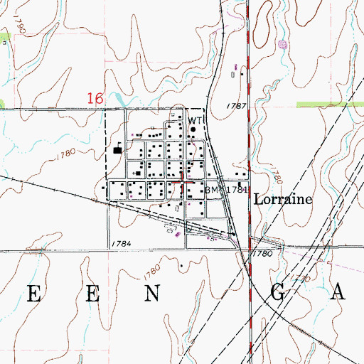 Topographic Map of Lorraine, KS