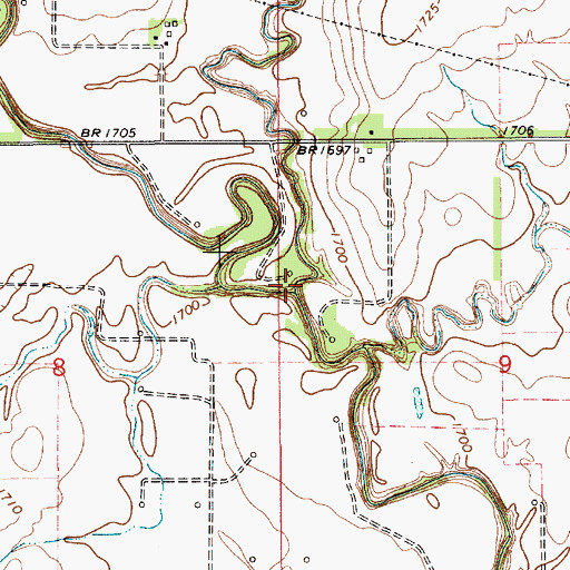 Topographic Map of Lost Creek, KS