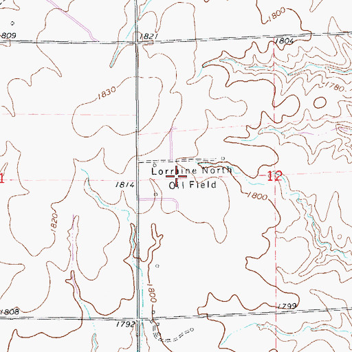 Topographic Map of Lorraine North Oil Field, KS