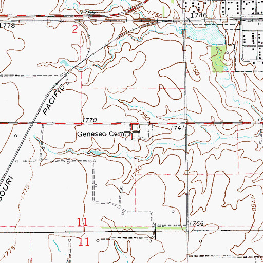 Topographic Map of Genesee Cemetery, KS