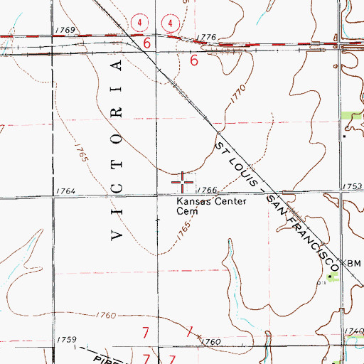 Topographic Map of Kansas Center Cemetery, KS