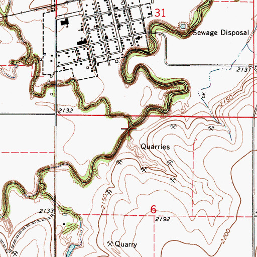 Topographic Map of Bazine Dry Creek, KS