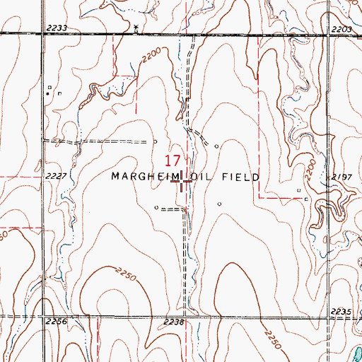 Topographic Map of Margheim Oil Field, KS