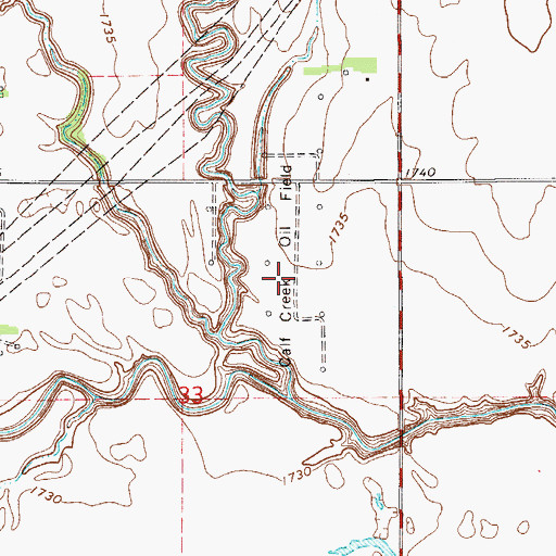 Topographic Map of Calf Creek Oil Field, KS