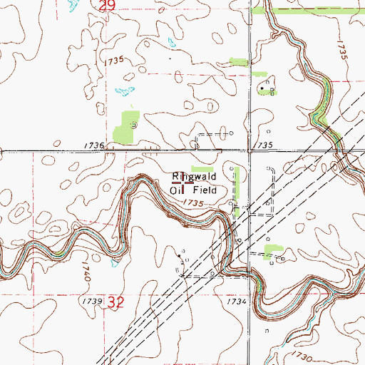 Topographic Map of Ringwald Oil Field, KS