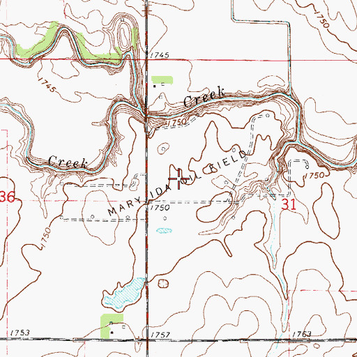 Topographic Map of Mary Ida Oil Field, KS