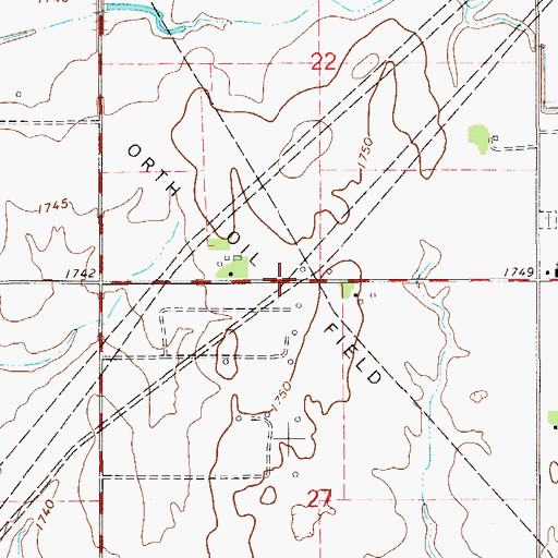 Topographic Map of Orth Oil Field, KS