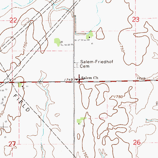 Topographic Map of Salem United Methodist Church, KS