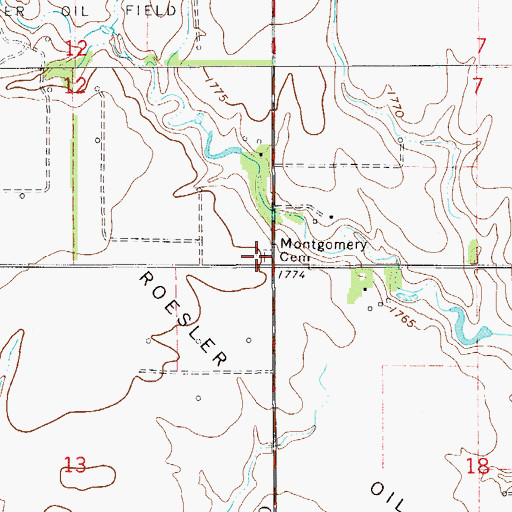 Topographic Map of Montgomery Cemetery, KS