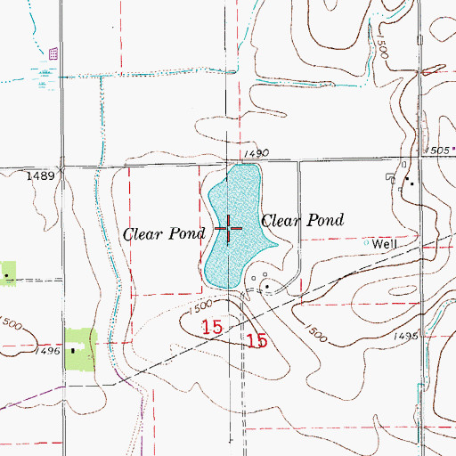 Topographic Map of Clear Pond, KS